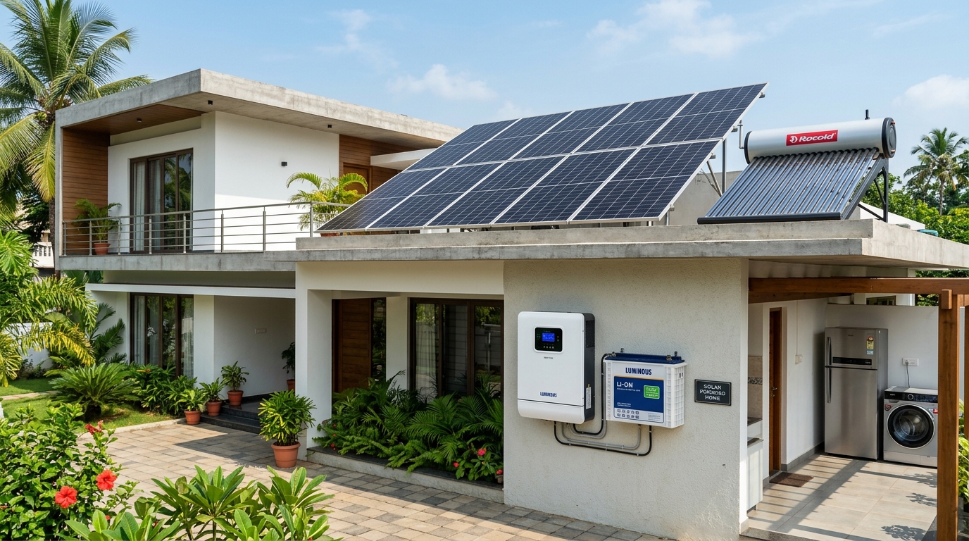 Complete Home Solar Setup in West Bengal: Panels, Inverter, Battery and Solar Water Heater